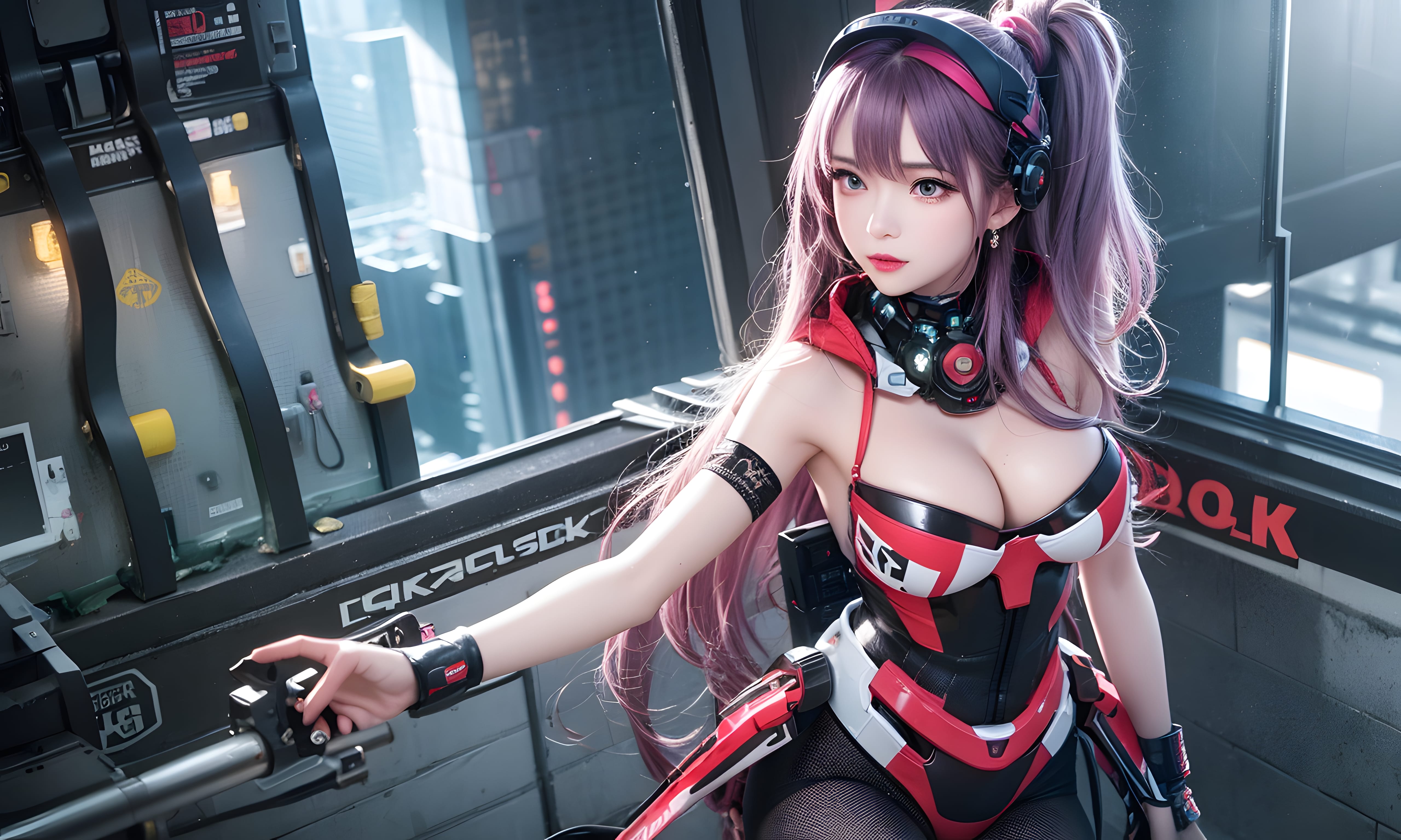 Mecha Girl 4k167p AI Mecha Girl Painting Wallpaper High quality Cyberpunk women (147)