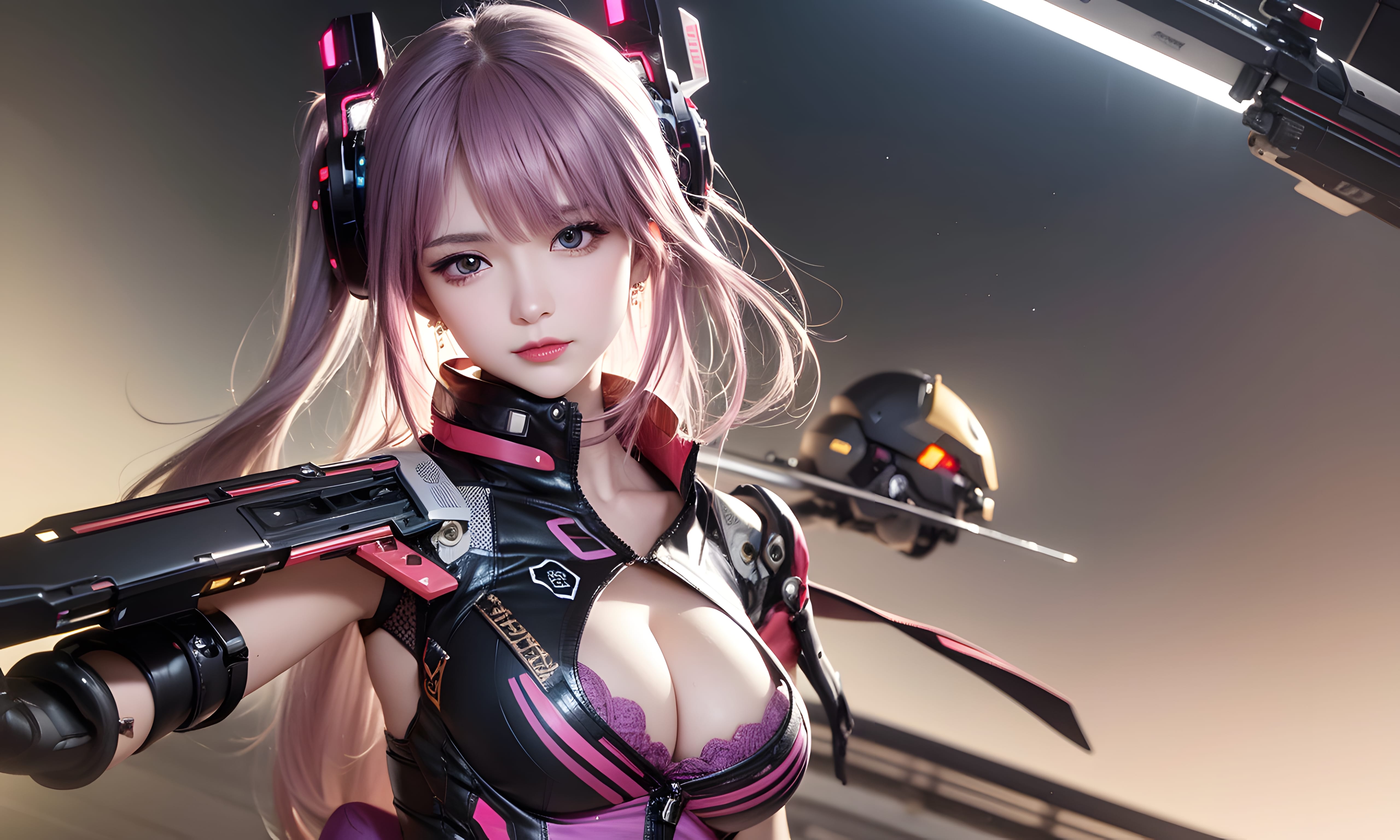 Mecha Girl 4k167p AI Mecha Girl Painting Wallpaper High quality Cyberpunk women (148)