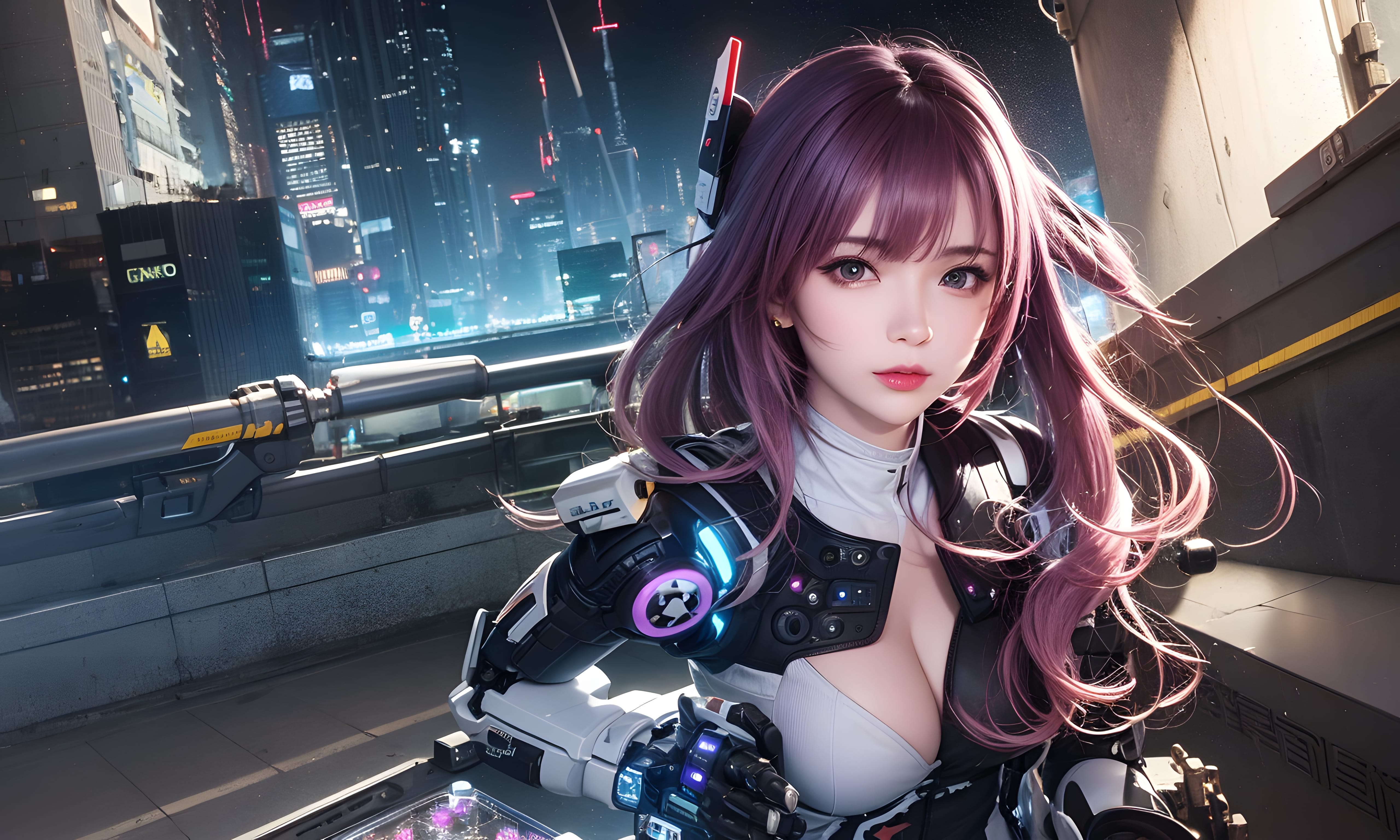 Mecha Girl 4k167p AI Mecha Girl Painting Wallpaper High quality Cyberpunk women (149)