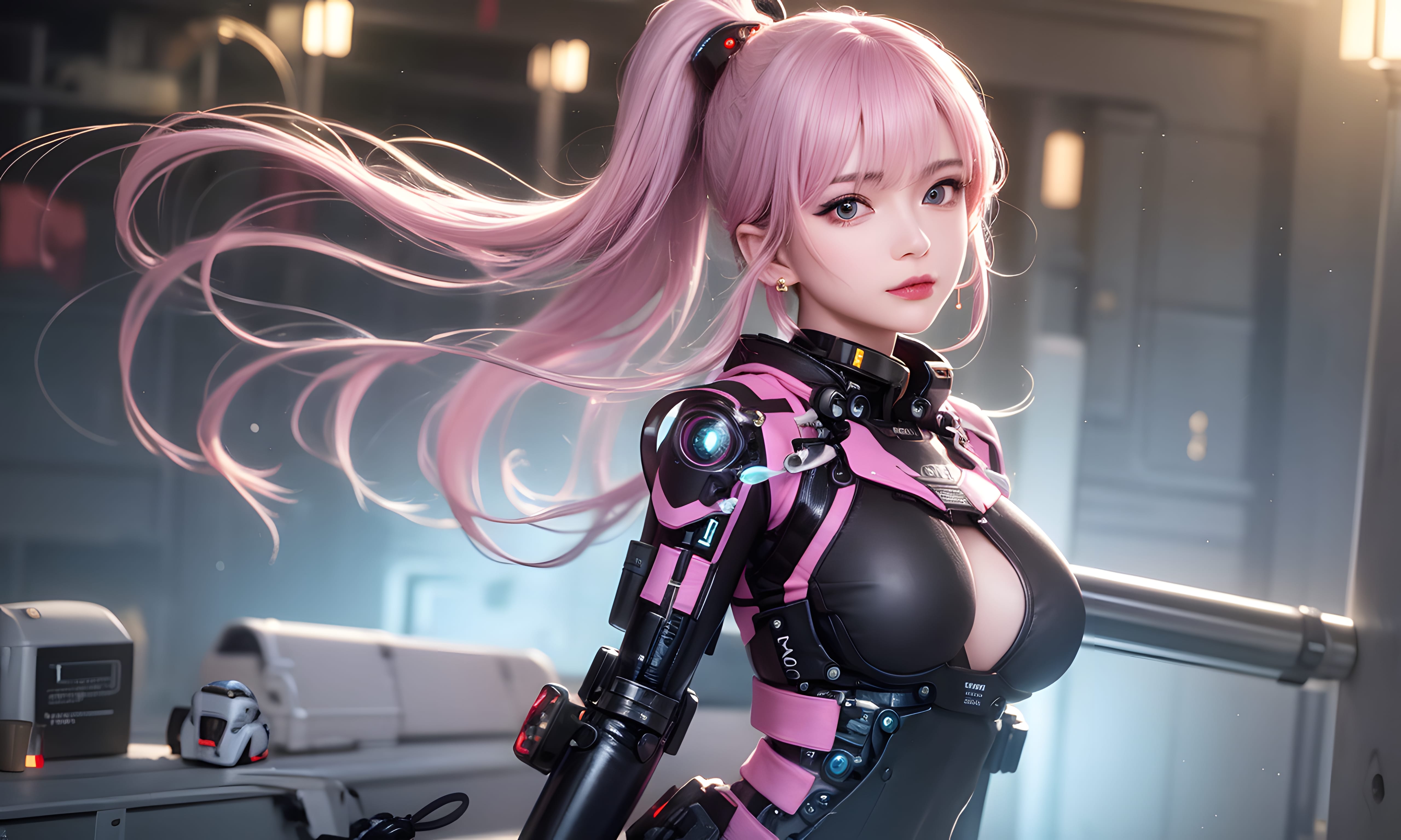 Mecha Girl 4k167p AI Mecha Girl Painting Wallpaper High quality Cyberpunk women (144)