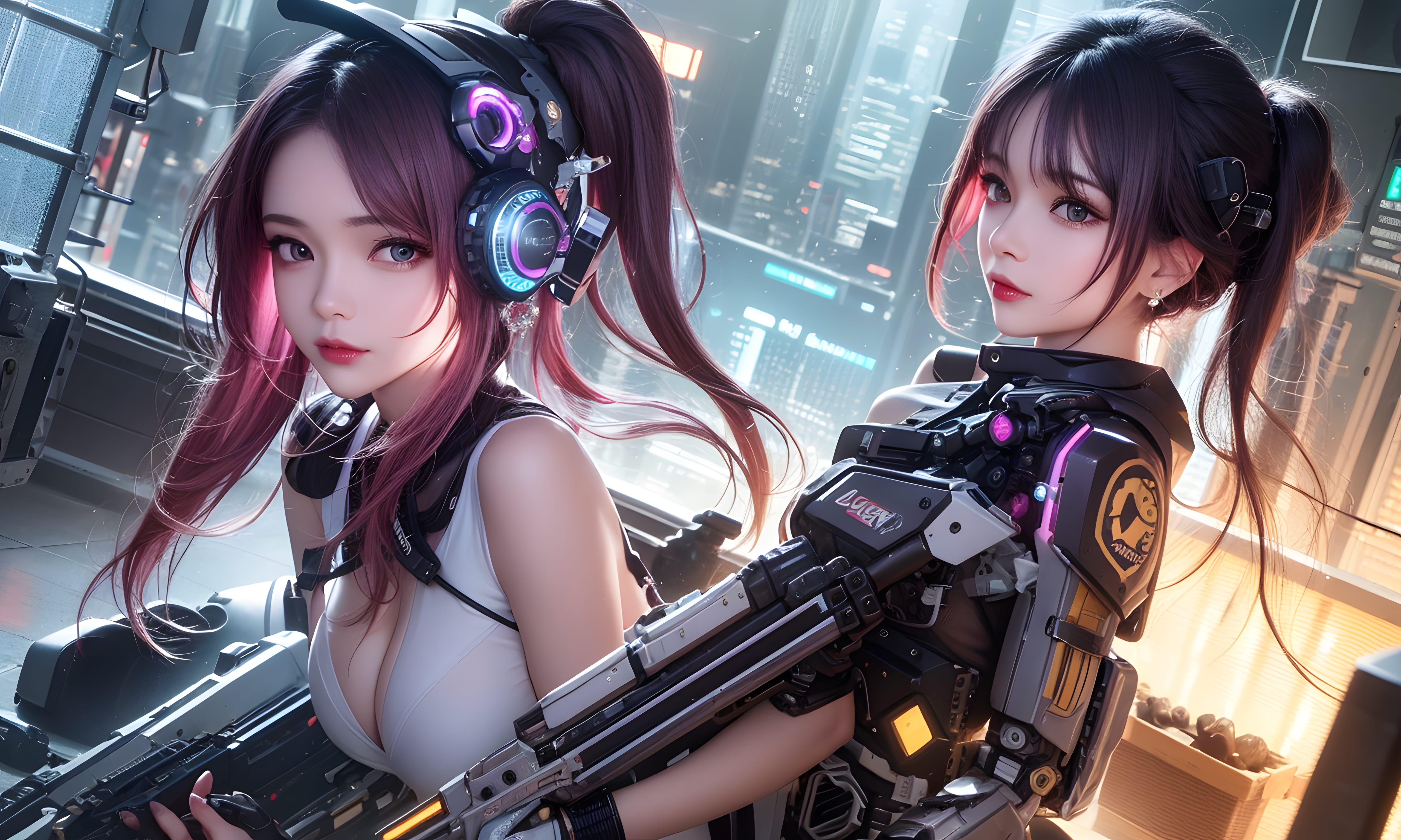 Mecha Girl 4k167p AI Mecha Girl Painting Wallpaper High quality Cyberpunk women (152)