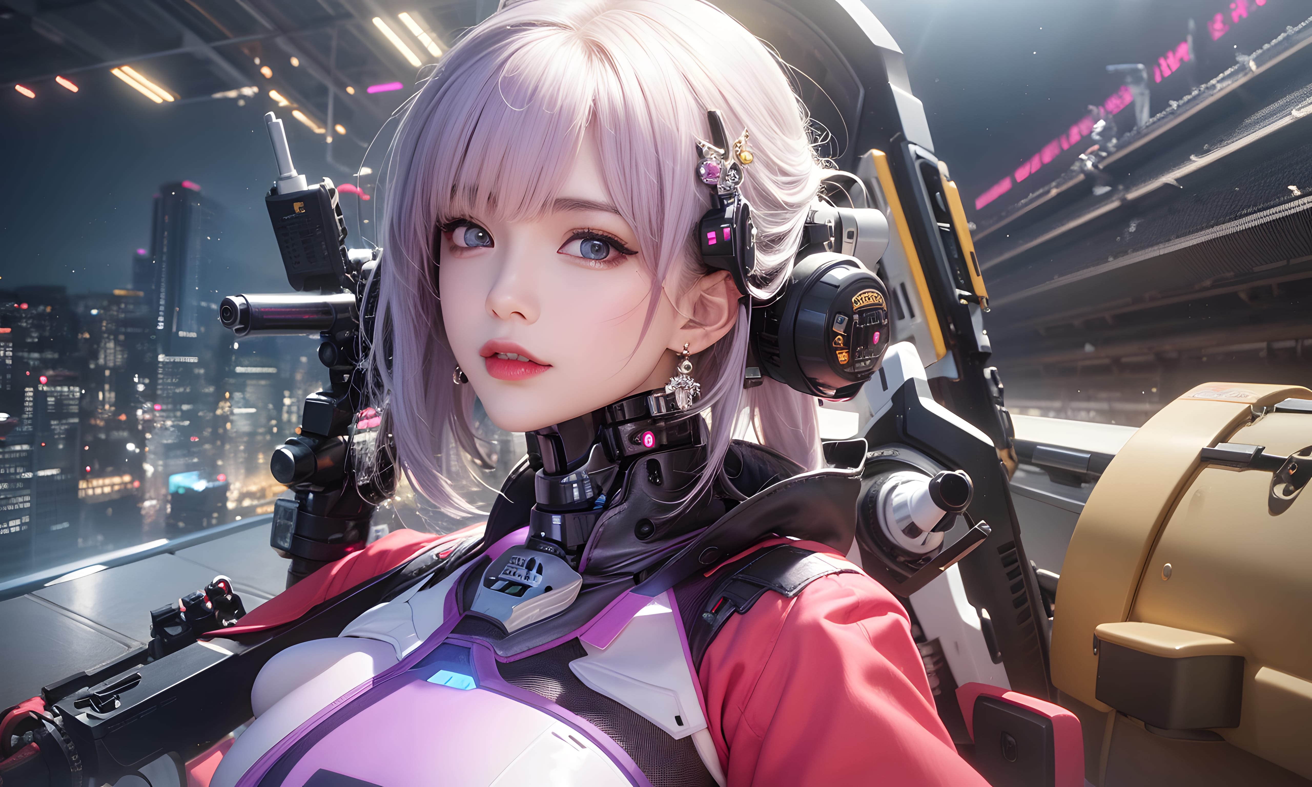 Mecha Girl 4k167p AI Mecha Girl Painting Wallpaper High quality Cyberpunk women (151)