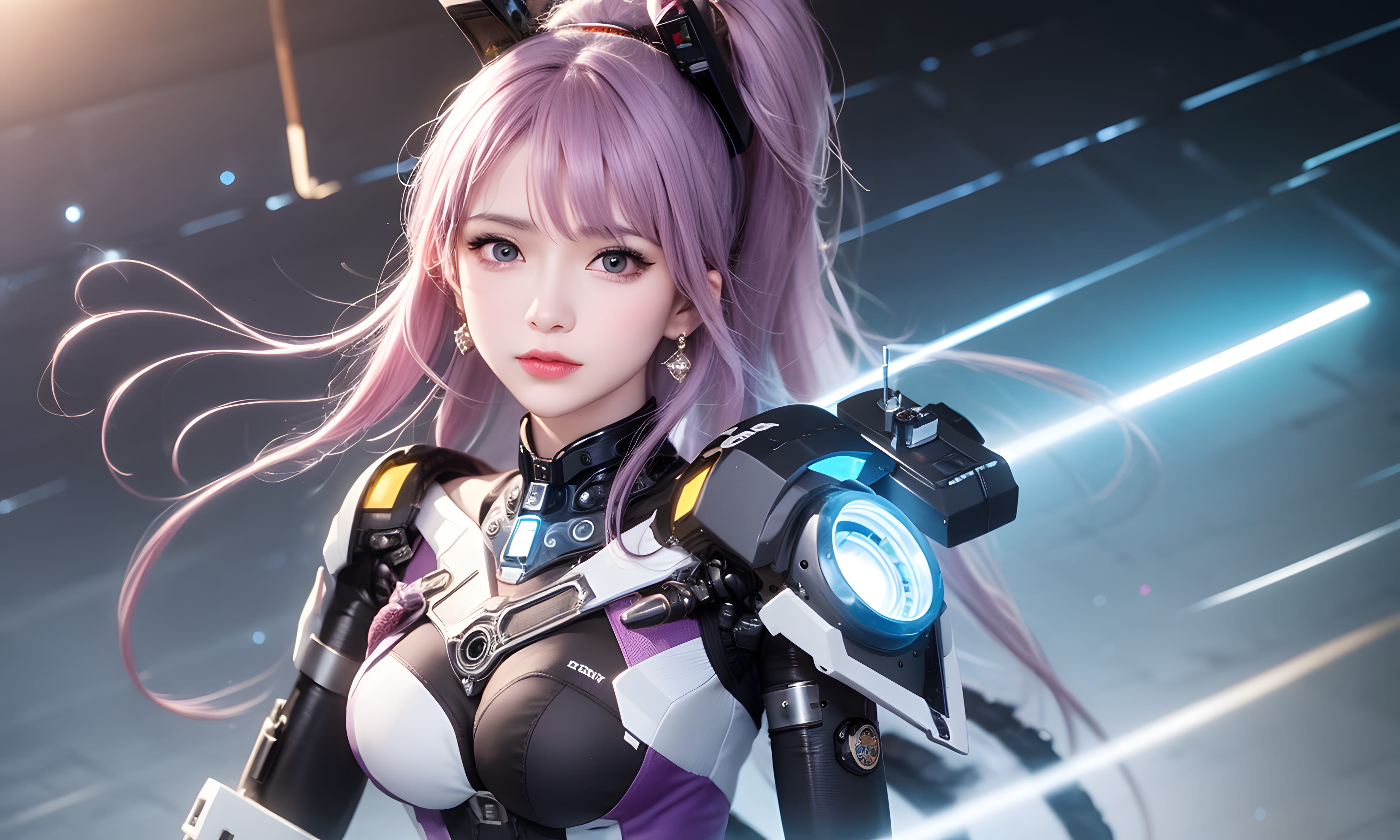 Mecha Girl 4k167p AI Mecha Girl Painting Wallpaper High quality Cyberpunk women (146)