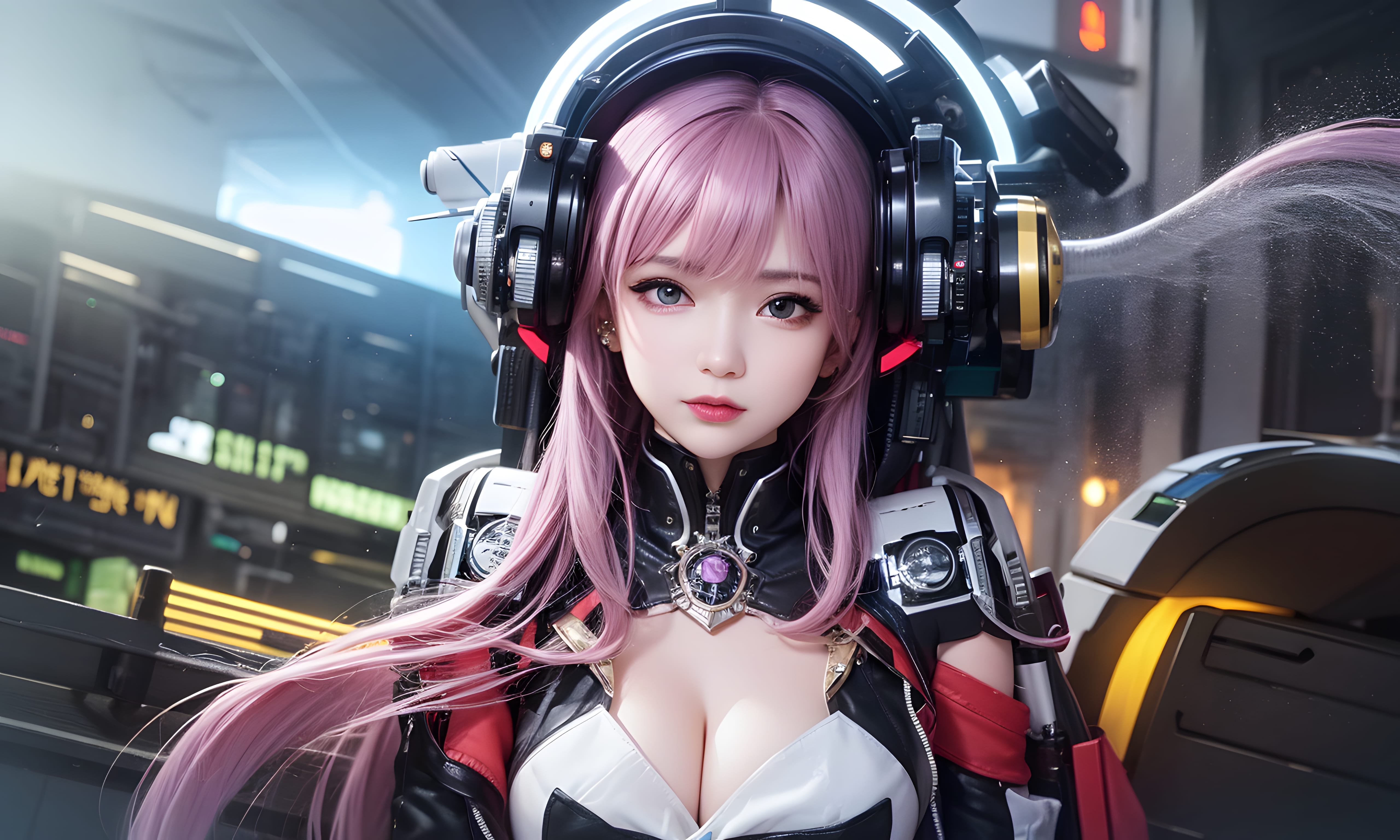 Mecha Girl 4k167p AI Mecha Girl Painting Wallpaper High quality Cyberpunk women (145)